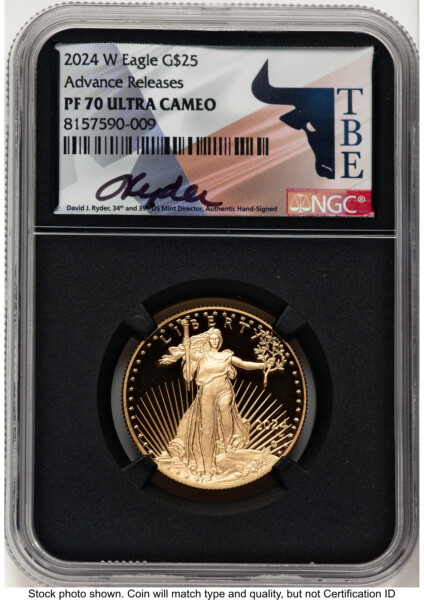 2024-W Proof Gold Eagle 1/2 oz AR David J Ryder TBE Label Blk Core 70 NGC