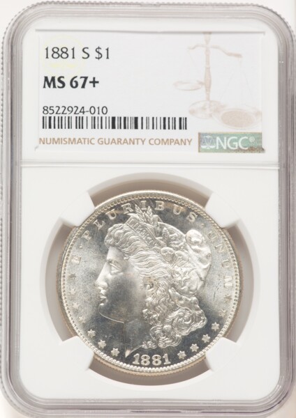 1881-S S$1 NGC Plus 67 NGC