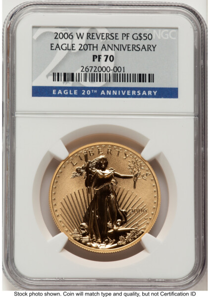 2006-W Reverse Proof Gold Eagle 1 oz 20th Anniversary 70 NGC