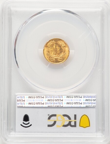 1855 G$1 Type Two, MS PCGS Secure 64 PCGS