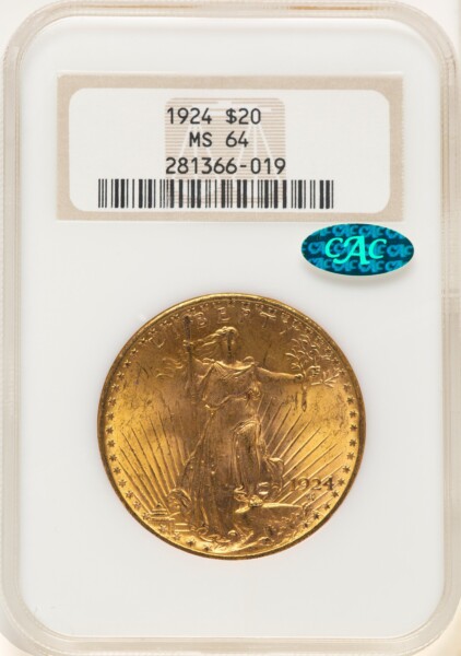 1924 $20 Saint CAC 64 NGC