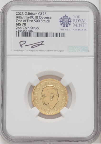 2023 G.B. G25 BRITANNIA-KC III OBVERSE 2ND COIN STRUCK 70 NGC
