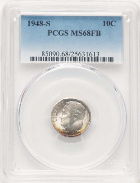 1948-S 10C, FB PCGS Secure 68 PCGS