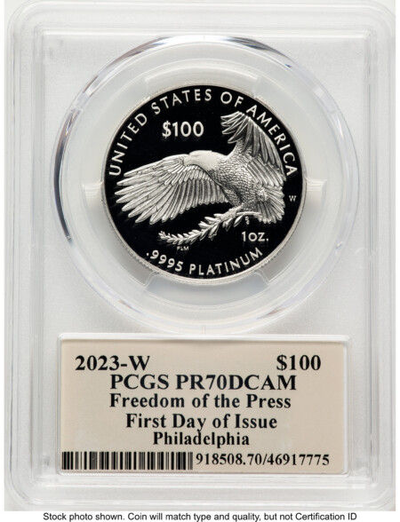 2023-W Proof Platinum Eagle 1 oz FDI Thomas Cleveland Art Deco Philadelphia 70 PCGS