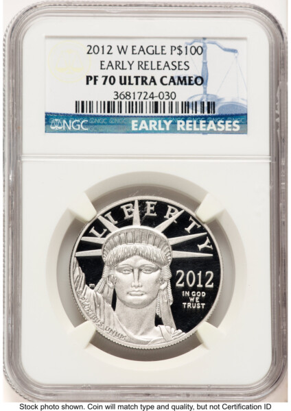 2012-W Proof Platinum Eagle 1 oz ER Blue 70 NGC