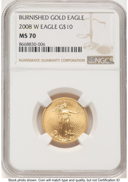 2008-W Burnished Gold Eagle 1/4 oz Brown Label 70 NGC