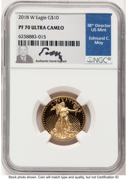 2018-W Proof Gold Eagle 1/4 oz Ed Moy 70 NGC
