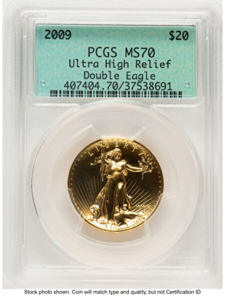 2009 G$20 Ultra High Relief Green Label 70 PCGS
