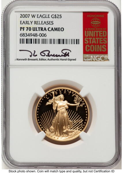 2007-W Proof Gold Eagle 1/2 oz ER Kenneth Bressett Red Book 70 NGC
