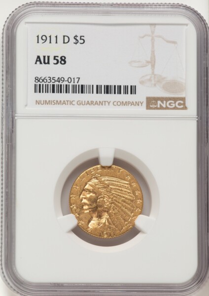 1911-D $5 58 NGC
