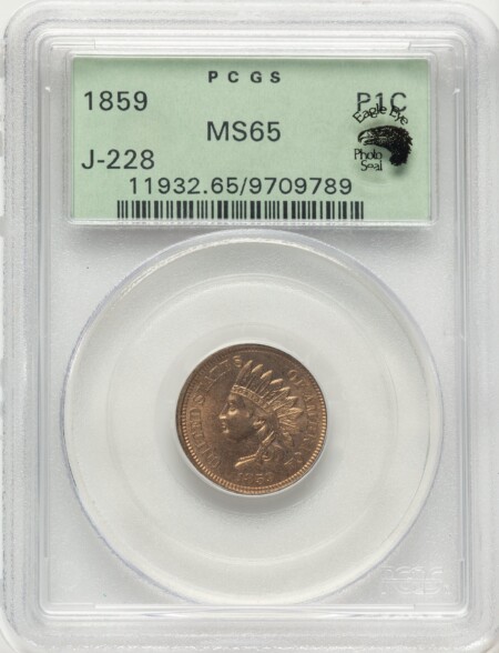 1859 P1C J-228 MS 65 PCGS