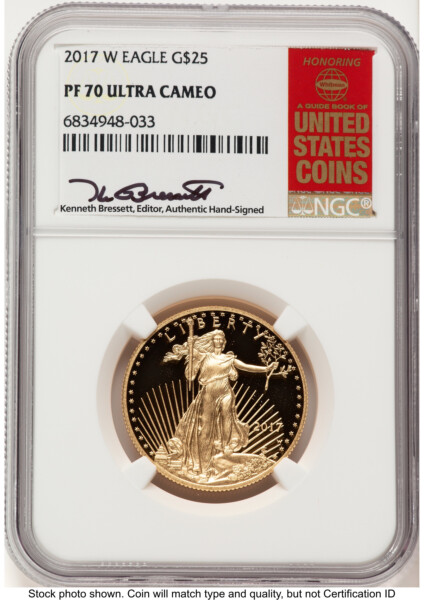 2017-W Proof Gold Eagle 1/2 oz Kenneth Bressett Red Book 70 NGC