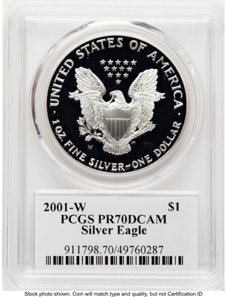2001-W Proof Silver Eagle 1 oz TD Rogers 70 PCGS
