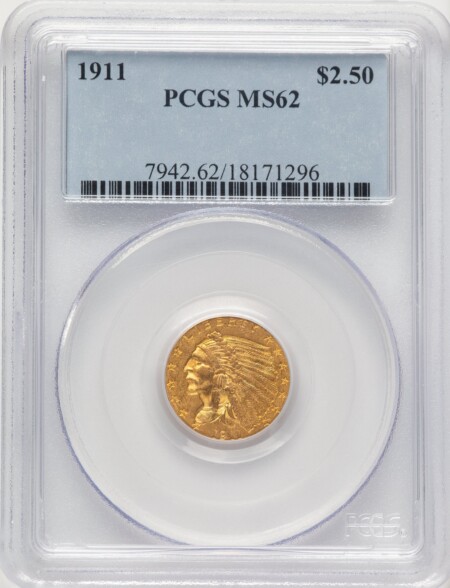 1911 $2 1/2 62 PCGS