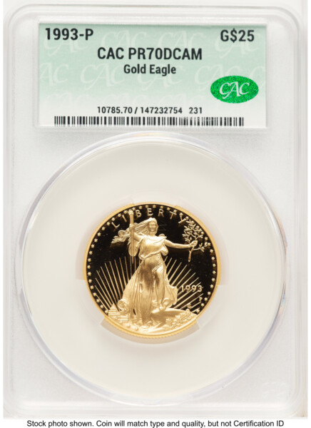 1993-P Proof Gold Eagle 1/2 oz Non Designation 70 CACG