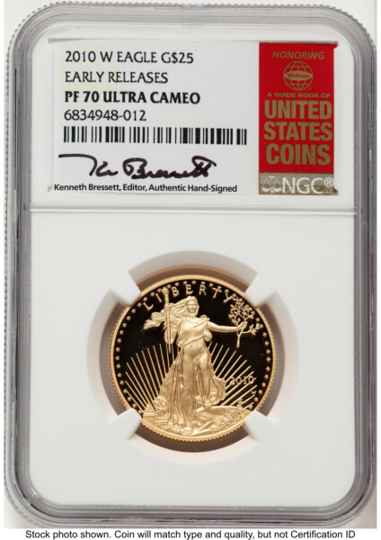2010-W Proof Gold Eagle 1/2 oz ER Kenneth Bressett Red Book 70 NGC
