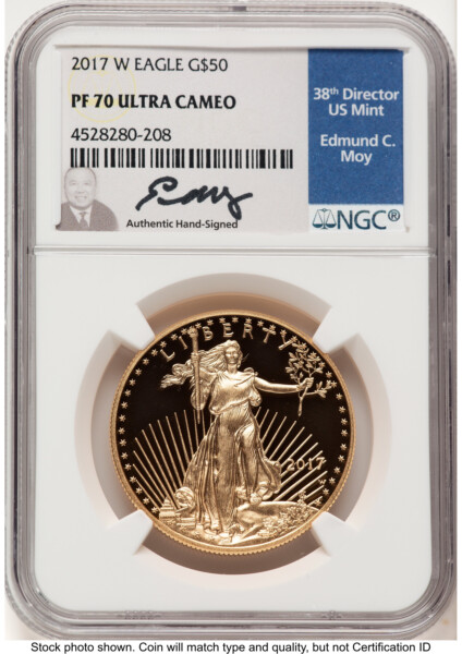 2017-W Proof Gold Eagle 1 oz Ed Moy 70 NGC