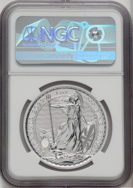 2023 G.B. S2 BRITANNIA-QE II OBVERSE 50TH TO LAST COIN STRUCK 69 NGC