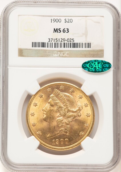 1900 $20 CAC 63 NGC