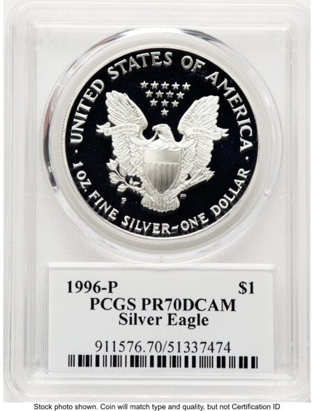 1996-P Proof Silver Eagle 1 oz TD Rogers 70 PCGS