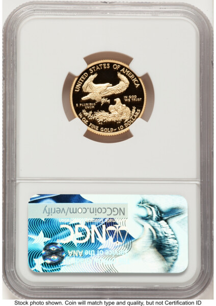 2017-W Proof Gold Eagle 1/4 oz FDI 225th Anniversary Label 70 NGC