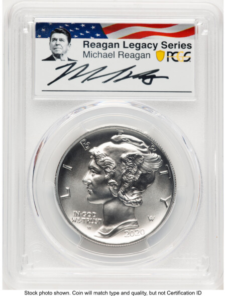 2020-W Palladium Eagle 1 oz Burnished FDI Reagan Legacy Series Michael Reagan Picture 70 PCGS
