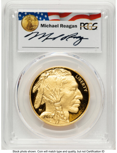 2019-W Proof Gold Buffalo 1 oz FDI Reagan Legacy Series Michael Reagan 70 PCGS