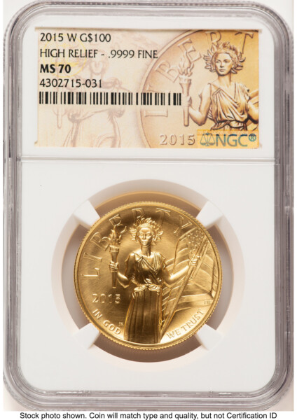 2015-W G$100 American Liberty High Relief 2015 HR Label 70 NGC