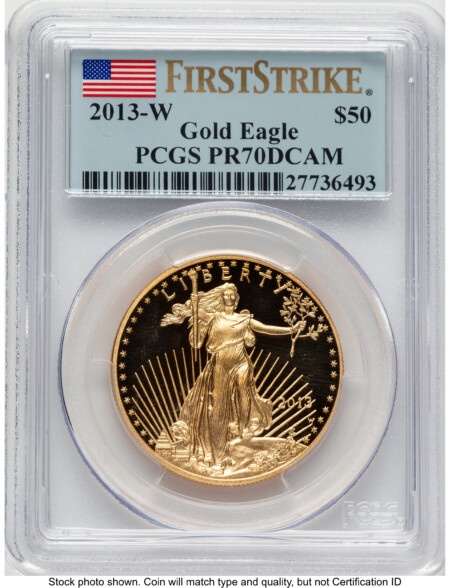 2013-W Proof Gold Eagle 1 oz FS Flag 70 PCGS