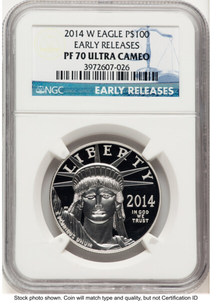 2014-W Proof Platinum Eagle 1 oz ER Blue 70 NGC