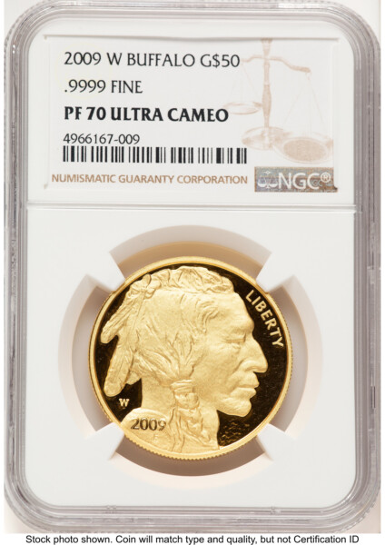 2009-W Proof Gold Buffalo 1 oz Brown Label 70 NGC