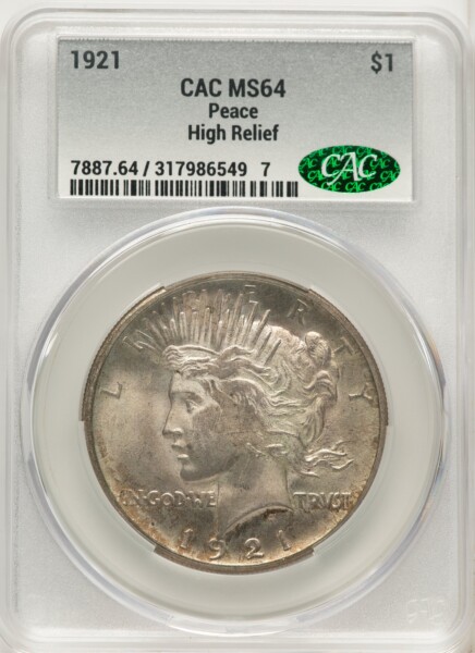 1921 S$1 Peace, MS 64 CACG