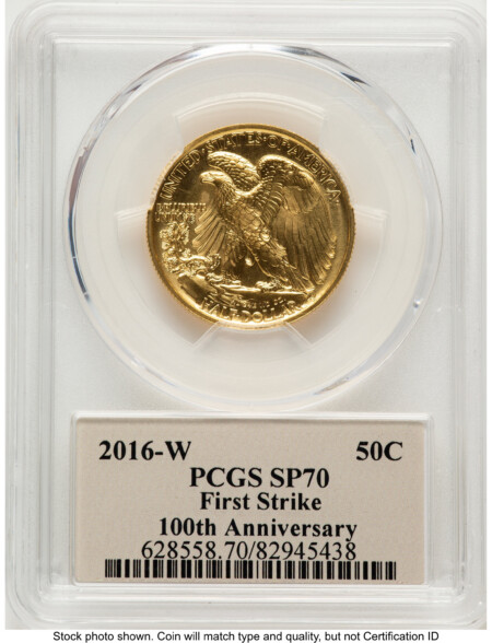 2016-W 50C Walking Liberty 100th Anniversary Gold Centennial  FS Thomas Cleveland Art Deco 70 PCGS
