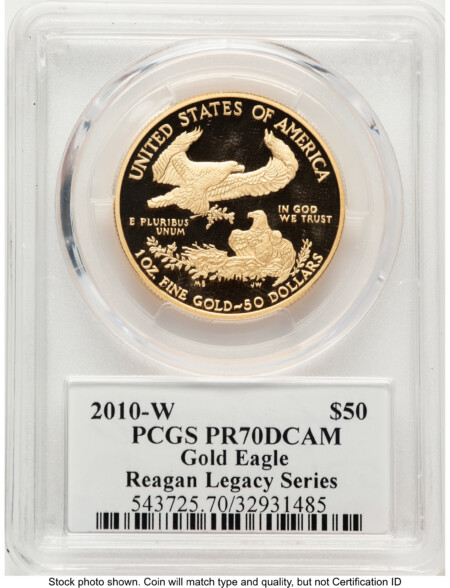 2010-W Proof Gold Eagle 1 oz Reagan Legacy Series Michael Reagan 70 PCGS