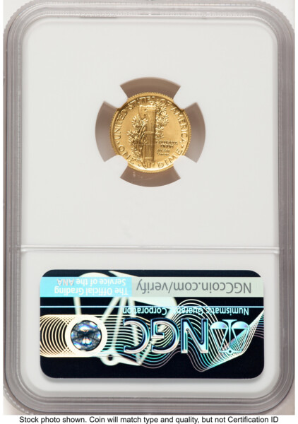 2016-W 10C Mercury Dime 100th Anniversary Gold Centennial  ER Mike Castle 70 NGC