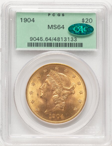 1904 $20 Liberty CAC 64 PCGS