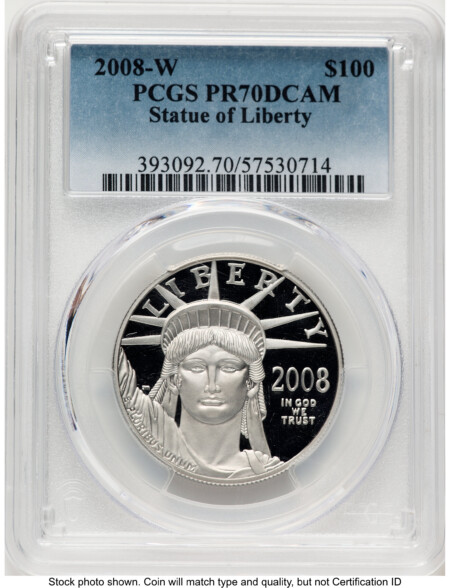 2008-W Proof Platinum Eagle 1 oz Blue Gradient 70 PCGS