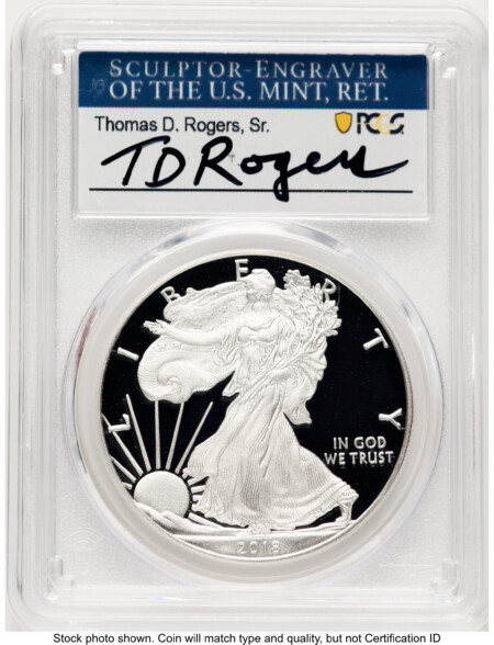 2018-W Proof Silver Eagle 1 oz TD Rogers 70 PCGS