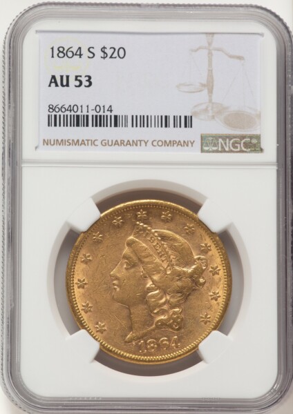 1864-S $20 53 NGC