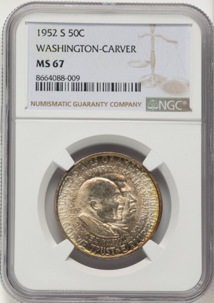 1952-S 50C Washington-Carver, MS 67 NGC
