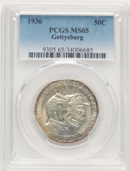 1936 50C Gettysburg, MS 65 PCGS