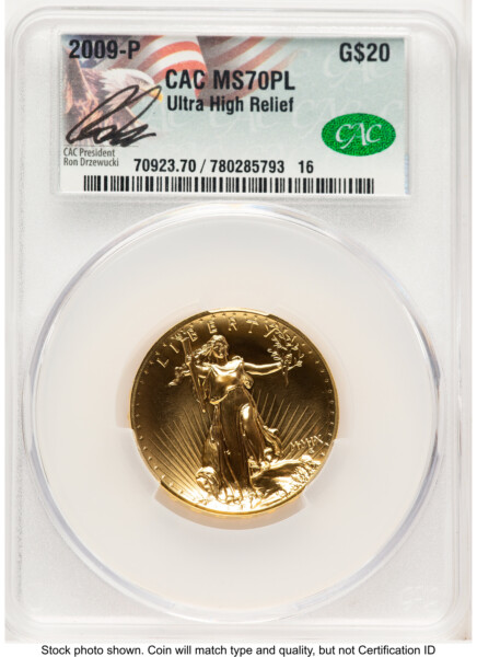2009 G$20 Ultra High Relief, PL Ron Drzewucki 70 CACG
