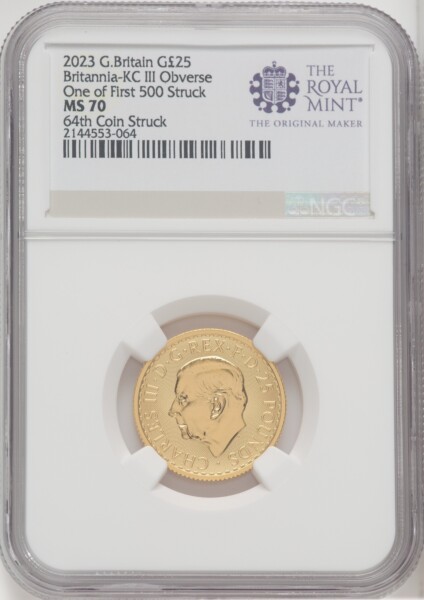 2023 G.B. G25 BRITANNIA-KC III OBVERSE 64TH COIN STRUCK 70 NGC
