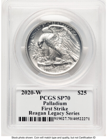 2020-W Palladium Eagle 1 oz Burnished FS Reagan Legacy Series Michael Reagan Picture 70 PCGS