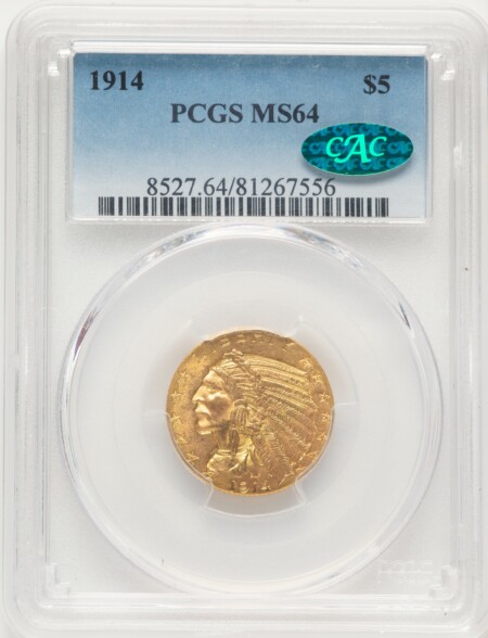 1914 $5 CAC 64 PCGS