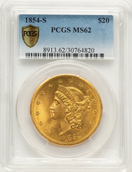 1854-S $20 PCGS Secure 62 PCGS