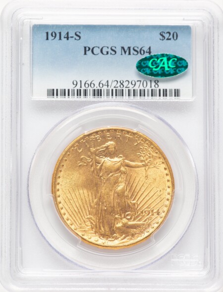 1914-S $20 CAC 64 PCGS