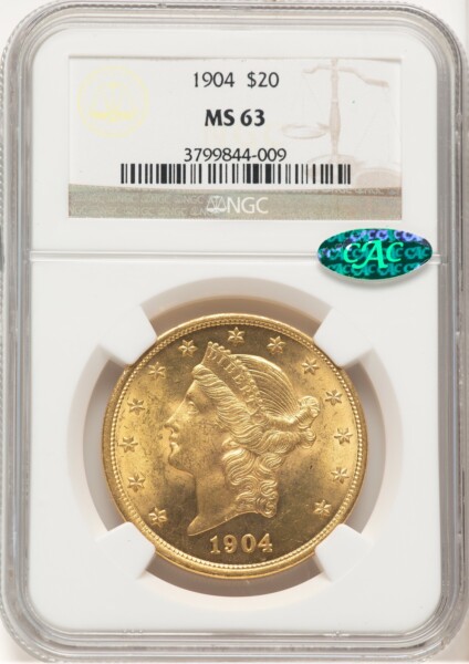 1904 $20 Liberty CAC 63 NGC