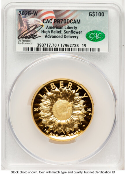 2025-W G$100 American Liberty High Relief, DC Advanced Delivery Ron Drzewucki 70 CACG