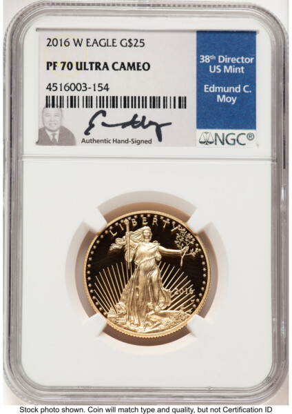 2016-W Proof Gold Eagle 1/2 oz Ed Moy 70 NGC